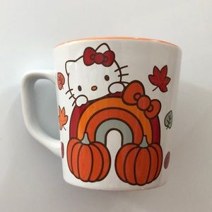 Hello kitty nwt fall Halloween pumpkin rainbow leafs mug